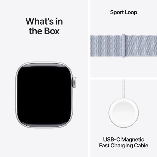 Älykello Apple Watch Series 10 GPS + Cellular 42mm Silver Aluminium Case with Blue Cloud Sport Loop