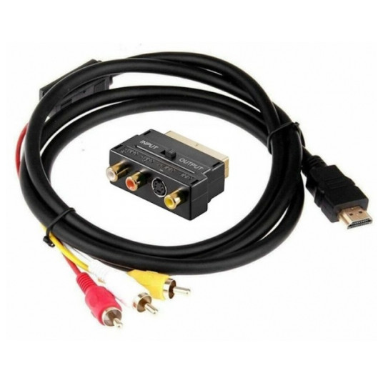 HD3 HDMI uros 3RCA-kaapeli 1m + RCA S-Video Scart-sovitin