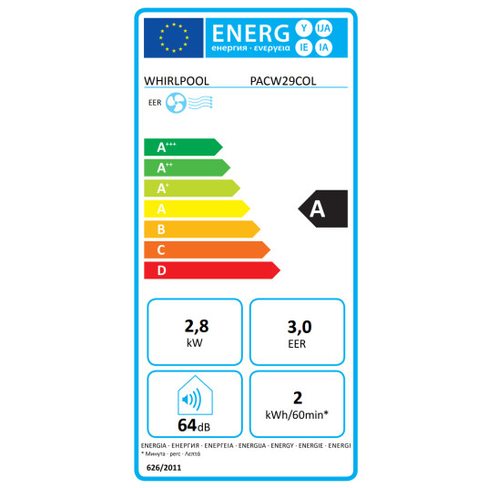 Siirrettävä ilmastointilaite Whirlpool PACW29COL