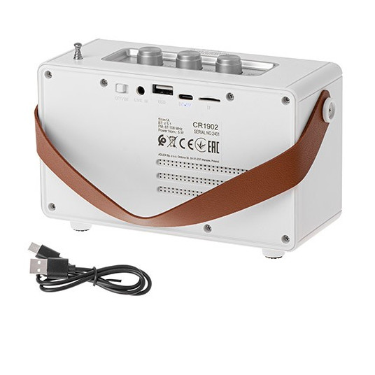 Bluetooth-kaiutin CR1902 FM USB-C valkoinen