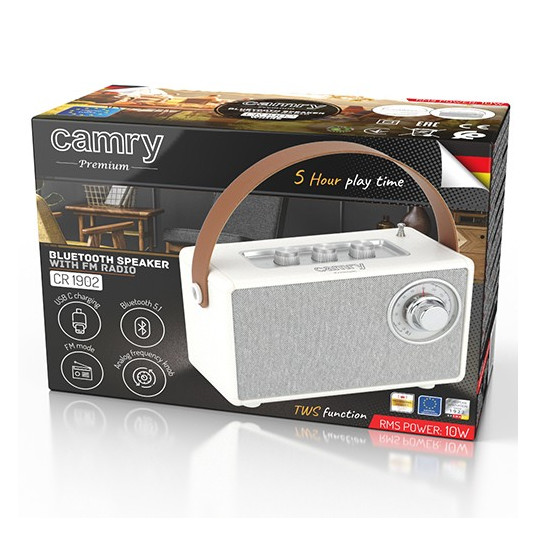 Bluetooth-kaiutin CR1902 FM USB-C valkoinen