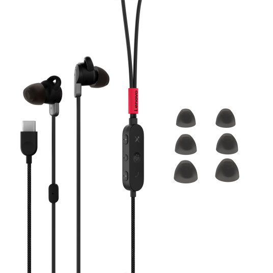 Lenovo Go USB-C ANC In-Ear kuulokkeet (MS Teams) Sisäänrakennettu mikrofoni, musta, langallinen, melunvaimennus