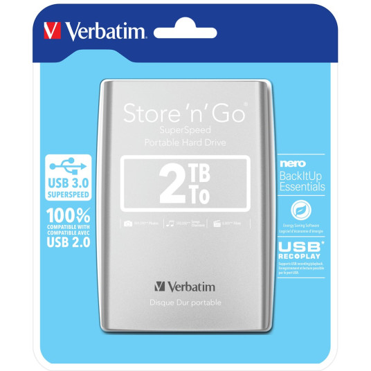 Verbatim Store 'n' Go ulkoinen kiintolevy 2.05 TB 5400 RPM Micro-USB B 3.2 Gen 1 (3.1 Gen 1) Hopea