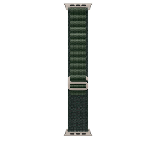 Rannekoru Apple Watch 49mm Dark Green Alpine Loop - Large - Natural Titanium Finish