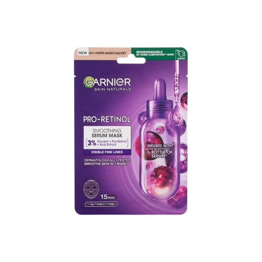 Face Mask Garnier Skin Naturals Pro-Retinol Smoothing Serum Mask, 22g