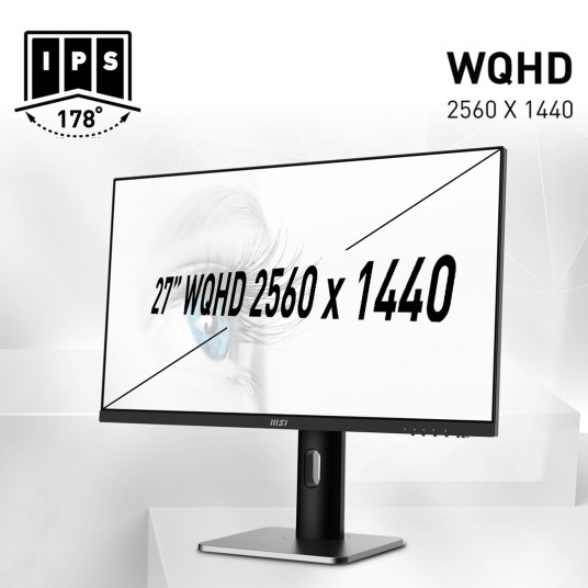 MSI PRO MP273QP tietokonenäyttö 68,6 cm (27") 2560 x 1440 pikseliä Wide Quad HD LED musta, hopea