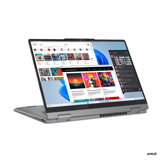 Kannettava tietokone Lenovo IdeaPad 5 2-in-1 14AHP9, AI-Powered PC, AMD Ryzen 5 8645HS, 14 1920 x 1200 Touch, Windows 11 Home, 16GB, 512GB SSD, Luna Grey, AMD Radeon 760M, 83DR0071LT