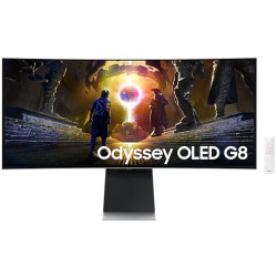 Näyttö|SAMSUNG|34"|Gaming/Smart/Curved/21 : 9|Panel OLED|3440x1440|21:9|175Hz|0.03 ms|Kaiuttimet|Kääntyvä|Korkeussäädettävä|Kallistus|LS34DG850SUXDU