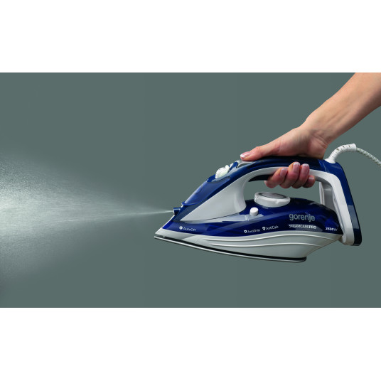 Gorenje Steam Iron SIH2600BLC Höyrysilitysrauta, 2600 W, Vesisäiliön tilavuus 350 ml, Jatkuva höyry 30 g/min, Sininen/Valkoinen