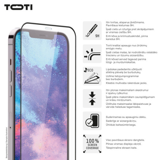 Näytön suojakalvo Toti Premium 3D sopiva iPhone 16 Pro Max