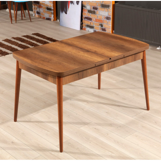 Extendable Dining Table, Barok, Walnut, 100% MELAMINE COATED PARTICLE BOARD
