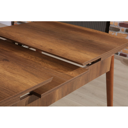 Extendable Dining Table, Barok, Walnut, 100% MELAMINE COATED PARTICLE BOARD