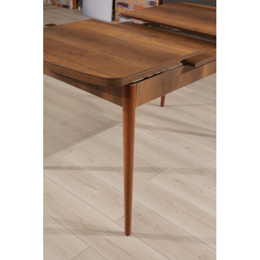 Extendable Dining Table, Barok, Walnut, 100% MELAMINE COATED PARTICLE BOARD