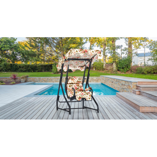 Garden Single Swing Chair, Camellia, Multicolor, Frame: 100% METAL, Fabric: 100% POLYESTER