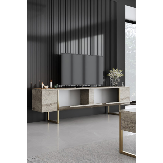 TV Stand, Luxe, Travertine Gold, 100% MELAMINE COATED PARTICLE BOARD