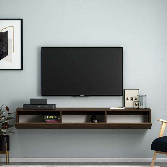 TV Stand, Terra, Walnut, 100% MELAMINE COATED PARTICLE BOARD