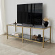 TV Stand, Basic, Dark Grey Gold, 100% TEMPERED GLASS