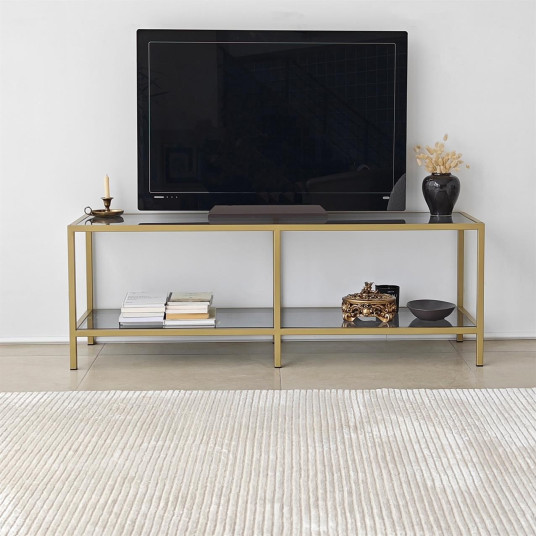 TV Stand, Basic, Dark Grey Gold, 100% TEMPERED GLASS