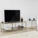 TV Stand, Basic, Dark Grey Gold, 100% TEMPERED GLASS