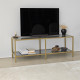TV Stand, Basic, Dark Grey Gold, 100% TEMPERED GLASS