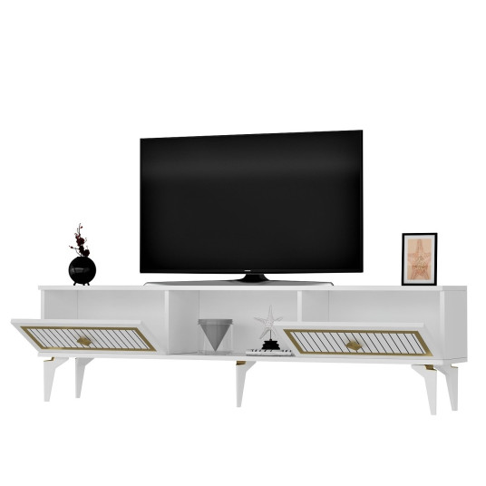 TV Stand, Nil, White Gold, 100% MELAMINE COATED PARTICLE BOARD