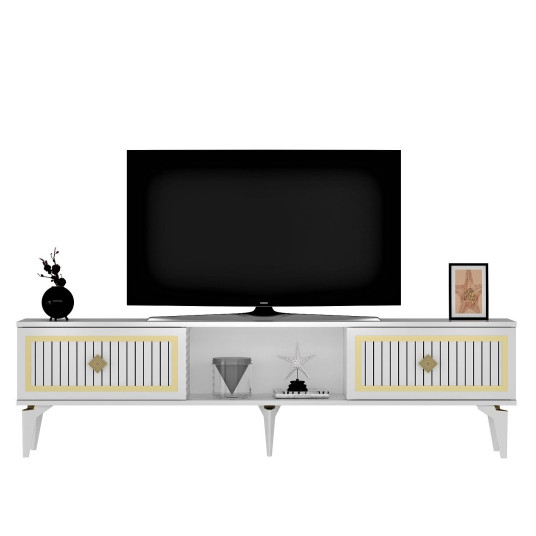 TV Stand, Nil, White Gold, 100% MELAMINE COATED PARTICLE BOARD