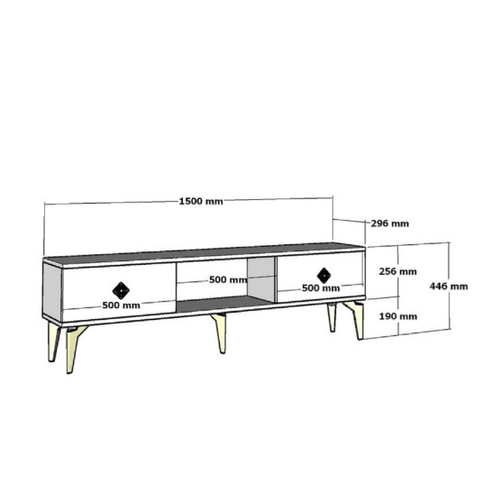 TV Stand, Nil, White Gold, 100% MELAMINE COATED PARTICLE BOARD