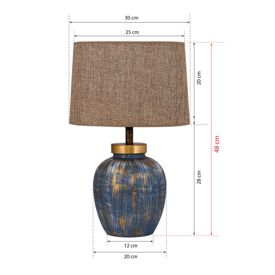 Table Lamp, TM167, Blue Brown, METAL BODY