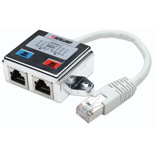 Intellinet 504195 kaapeli pistorasia/pistoke muunnin 2 x RJ45 RJ45 Hopea, Valkoinen