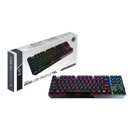 MSI VIGOR GK50 LOW PROFIILI TKL Pelinäppäimistö, USB, RGB LED valo, US, Langallinen, Musta