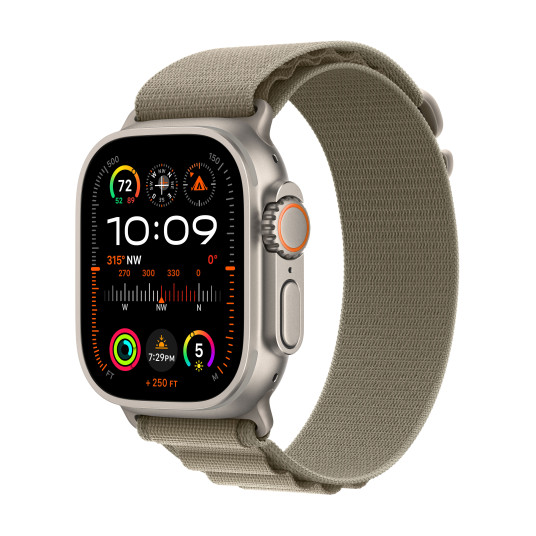 Älykello Apple Watch Ultra 2 GPS + Cellular, 49mm Titanium Case with Olive Alpine Loop - Medium MREY3UL/A