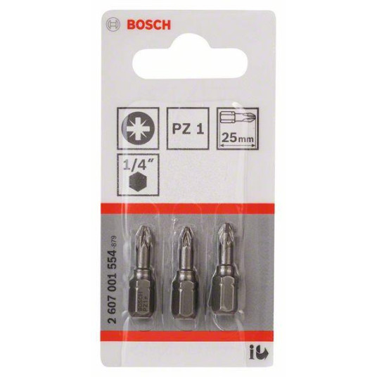 Ruuvimeisselin terät Bosch Extra Hard PZ1, 25 mm, 3 kpl