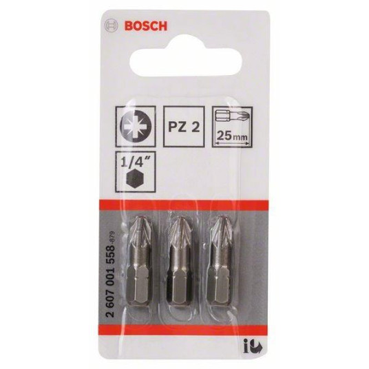 Ruuvimeisselin terät Bosch Extra Hard PZ2, 25 mm, 3 kpl