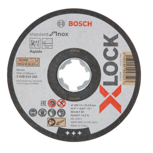 Leikkuupyörä Inox BOSCH X-LOCK 125x1 mm