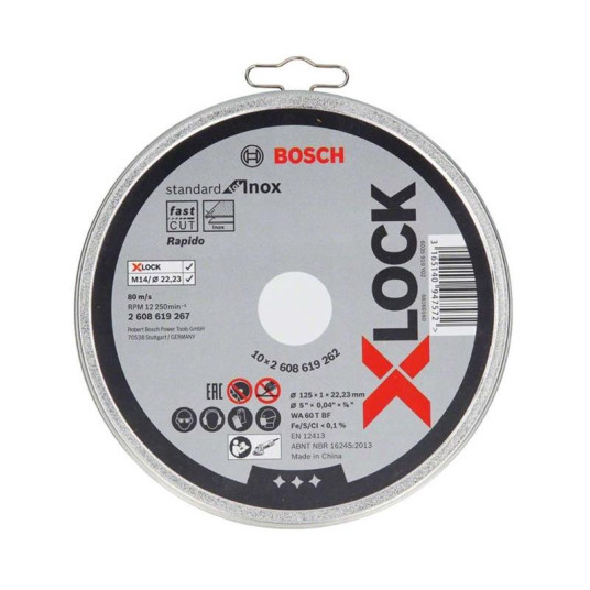 Leikkuupyörät Inox BOSCH X-LOCK 125x1 mm, 10 kpl.