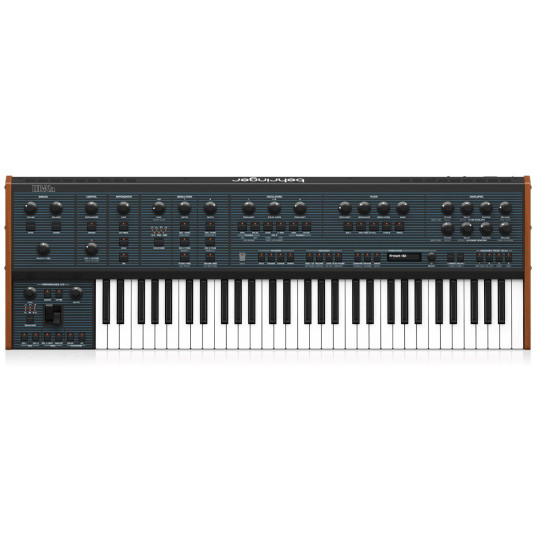 "Behringer UB-Xa on 16-ääninen analoginen polyfoninen syntetisaattori, jossa on 8 Vintage-tilaa, kaksi VCF:ää ja 61 näppäintä After-Touchilla.