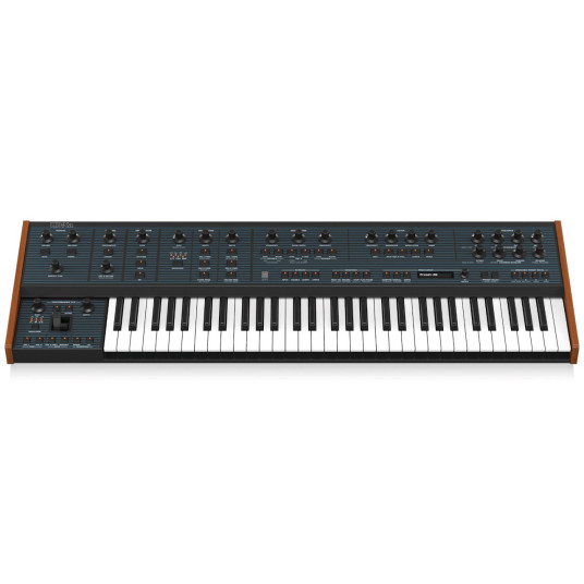 "Behringer UB-Xa on 16-ääninen analoginen polyfoninen syntetisaattori, jossa on 8 Vintage-tilaa, kaksi VCF:ää ja 61 näppäintä After-Touchilla.