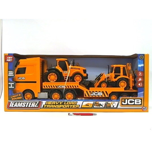 PROMO Auto vehicle JCB HEAVY LOAD TRANSPORTER Tow truck with 2 cars TEAMSTERZ 1416416 p3 / 76x31x18cm