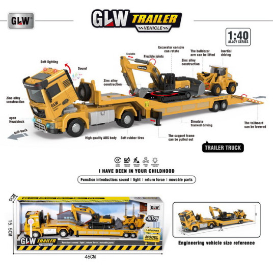 Construction Vehicle Set with Tow Truck