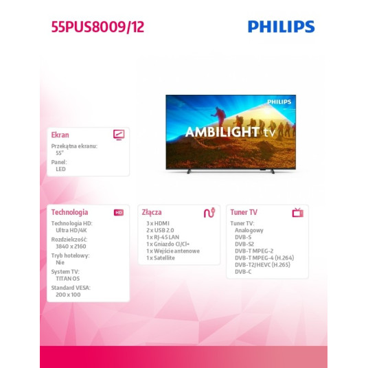Televisio Philips 55PUS8009/12 LED 55" Smart
