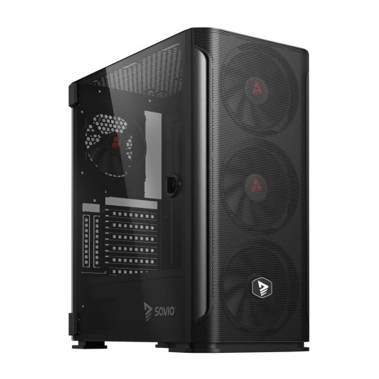 SAVIO Shadow X2 Mesh/Glass PC Case Musta