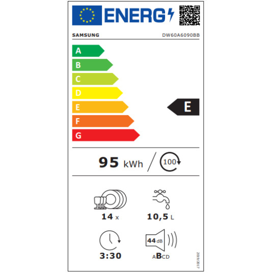 Sisäänrakennettu astianpesukone Samsung DW60A6090BB/EO