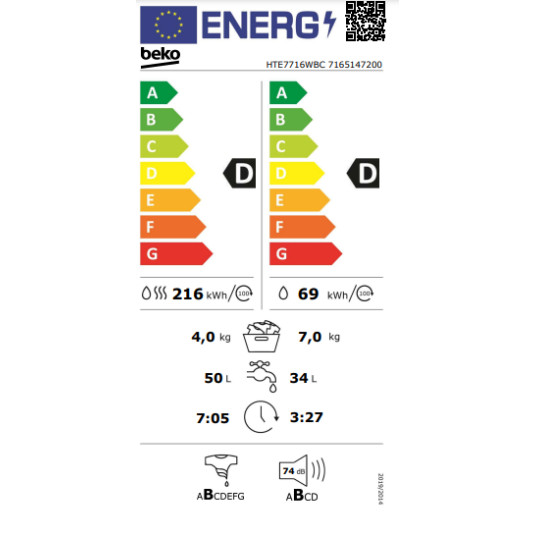 Pesukone - kuivausrumpu BEKO HTE7716WBC