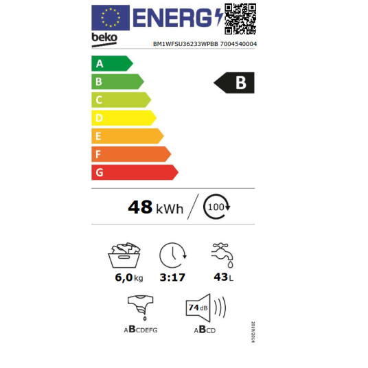 Pesukone BEKO BM1WFSU36233WPBB