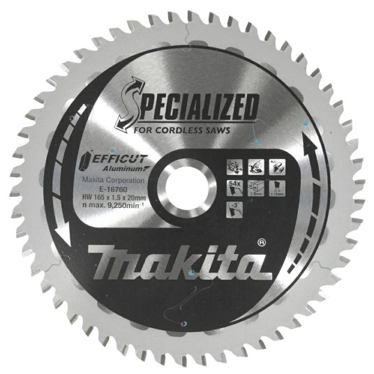 MAKITA CIRCULAR SAW BLADE 165x20x54Z EFFICUT FOR ALUMINIUM