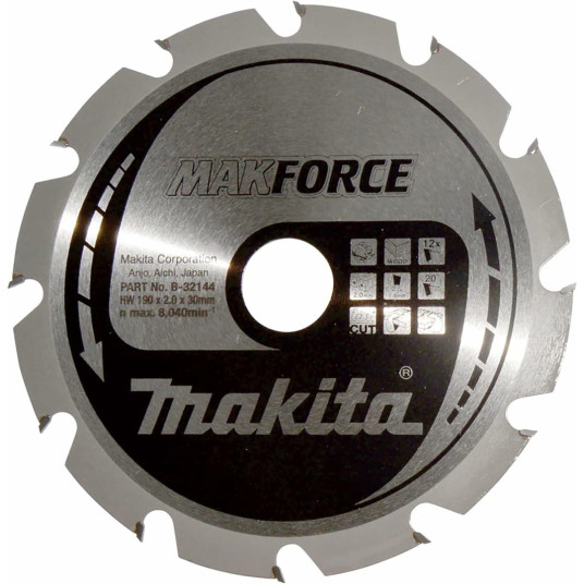 MAKITA CIRCULAR SAW BLADE 190x30x12Z MAKFORCE WOOD