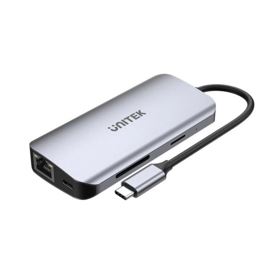 UNITEK AKTIIVINEN HUBI USB-C 2X HDMI,SD,4K,RJ45,PD 100W