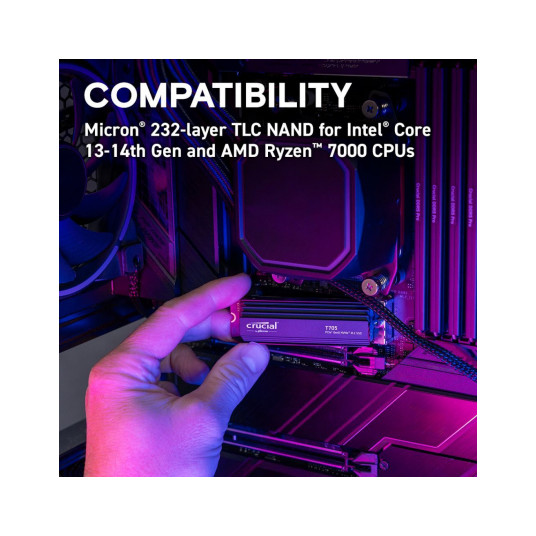 "M.2 1TB Crucial T705 NVMe PCIe 5.0 x 4 jäähdytyselementillä"