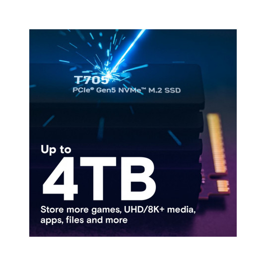 "M.2 1TB Crucial T705 NVMe PCIe 5.0 x 4 jäähdytyselementillä"