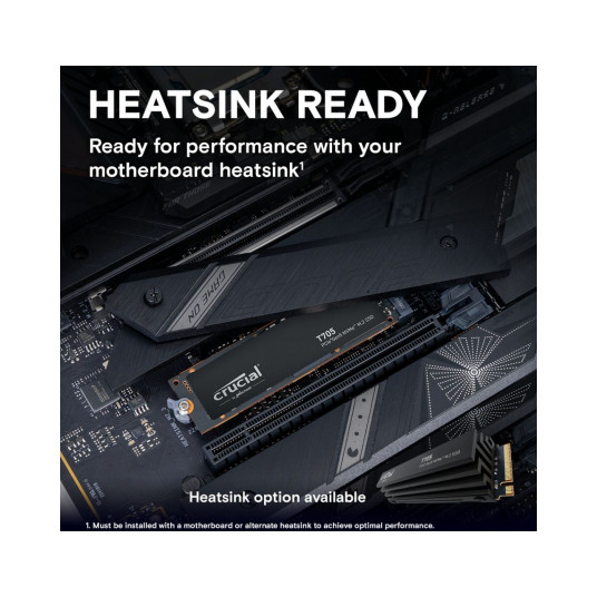 "M.2 1TB Crucial T705 NVMe PCIe 5.0 x 4 jäähdytyselementillä"